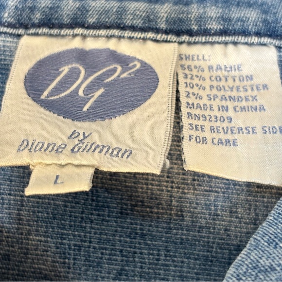 DIANE GILMAN Dg2 Painted On Floral Denim Jacket with Pink Hearts&Flowers L - Picture 4 of 5